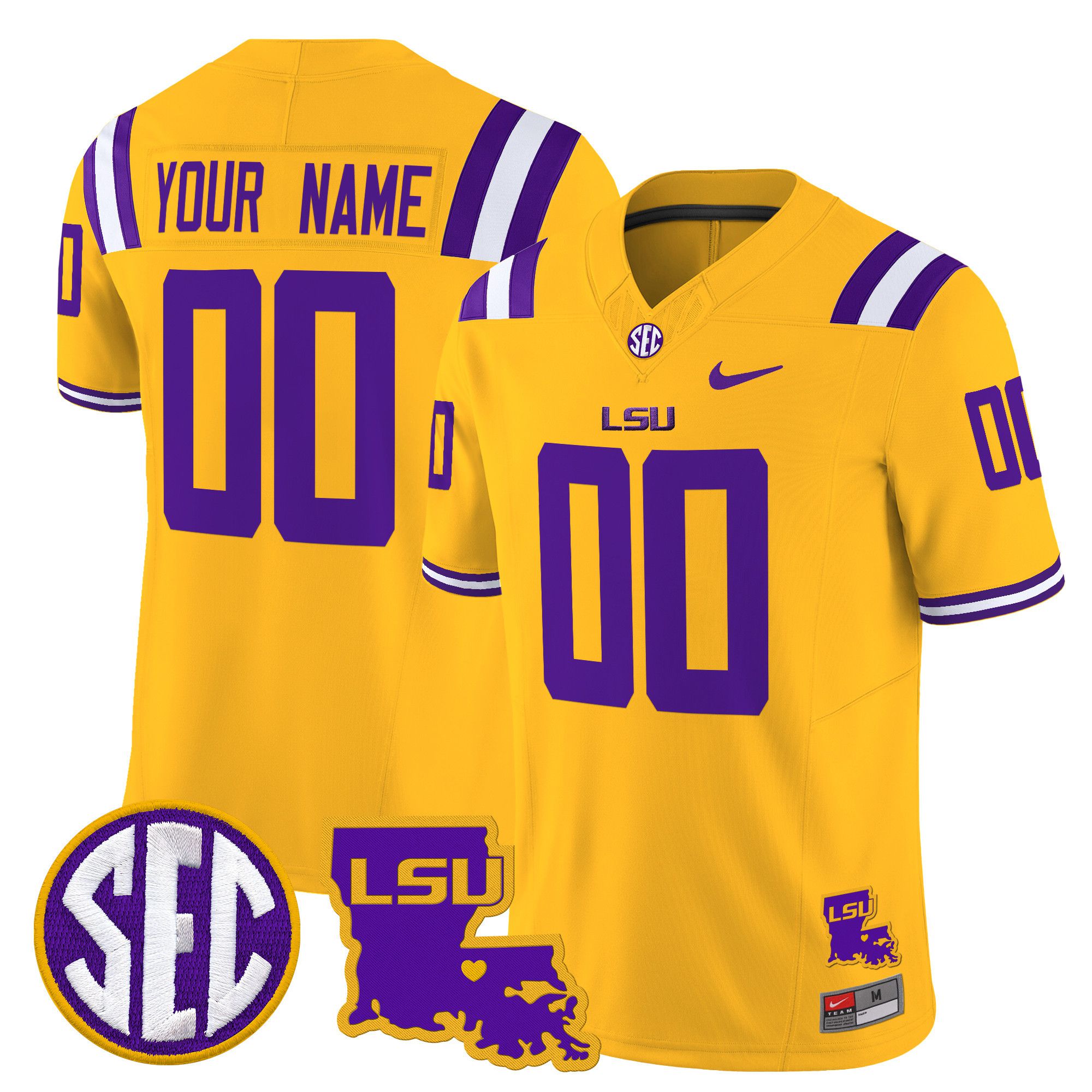Men LSU Tigers Yellow 2024 Nike Louisiana Patch Vapor Limited Custom NCAA Jersey->customized nfl jersey->Custom Jersey